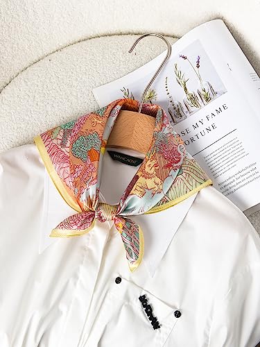 100% Mulberry Silk Scarf - 21" Square Lightweight Neckerchief, Gift Packed - color: Yellow