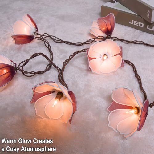 TWINKVILLA Decorative String Lights Plug in with 10 Bulbs, Flower Garland Fairy Lights Connectable Weatherproof Outdoor Indoor for Wedding Pergola Bedroom Porch Floral Home Decor (Purple White) - color: Purple White