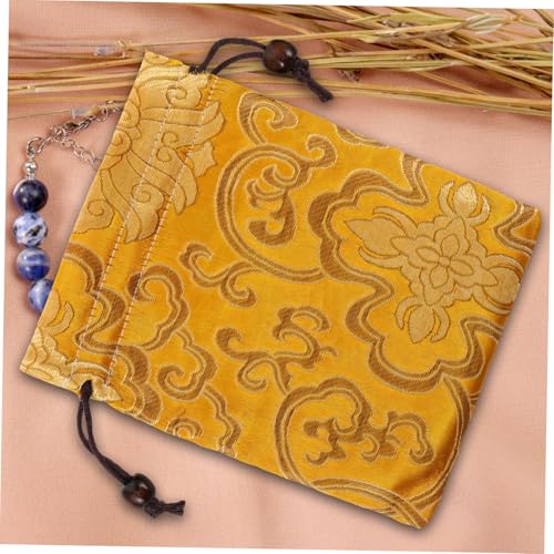 Kisangel Golden Silk Brocade Fortune Bag with Drawstring Closure - color: Golden