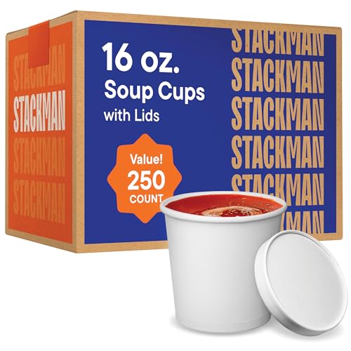 Eco-Friendly Paper Food Containers with Lids - 16 oz [250-Sets] Soup Cups - size: Bulk: 16 oz.
