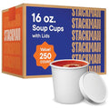Eco-Friendly Paper Food Containers with Lids - 16 oz [250-Sets] Soup Cups - size: Bulk: 16 oz.