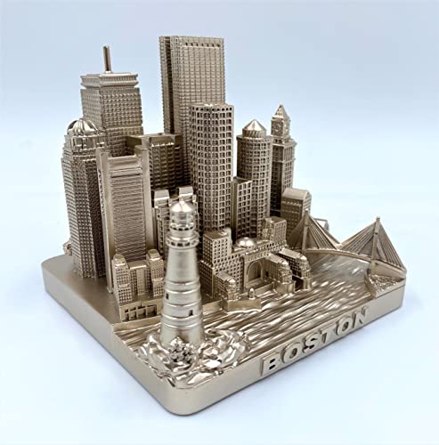 ZIZO Modern The World Landmarks Model Buildings City Skyline Statue for Home Decor for Boy Friends Gold 4" (Boston) - color: Boston