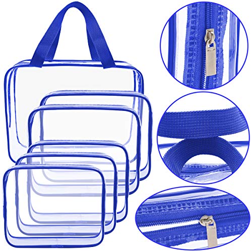 APREUTY 6 Packs Clear Makeup Bags, TSA Approved Toiletry Bags Set, Blue - color: Blue-6PCS(Large+Medium+Small)