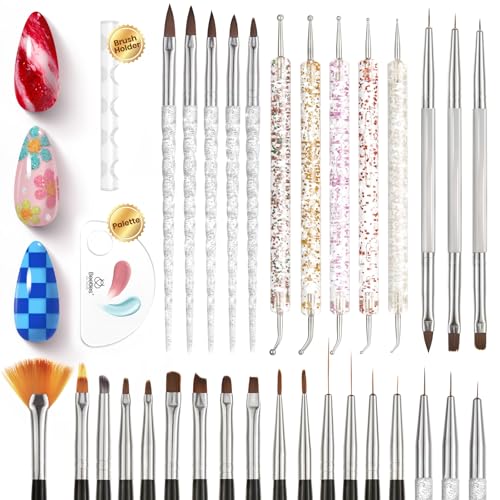 Beetles 31pcs Nail Art Brushes, Nail Art Pens, Dotting Tools, Dust Brush - color: F-Multicolor-31
