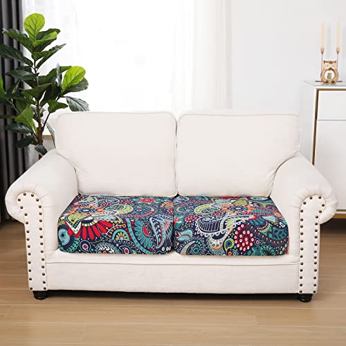 hyha Printed Couch Cushion Covers, Sofa Covers Washable for 2 Cushion Couch - color: Blue, size: Seat Cover 2 Pack