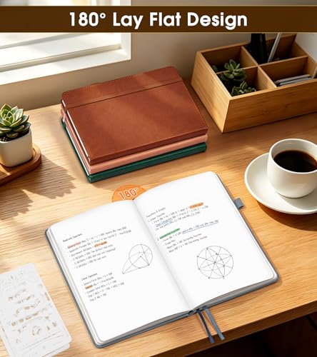 Journal Notebook, A5 Leather Hardcover Blank Sketchbook, 160 Pages, 180° Lay-Flat Binding, 100 GSM Thick Paper, for Sketching, Drawing, Art Journaling & Creative Writing (DustyBlue) - color: Dusty Blue, size: Plain