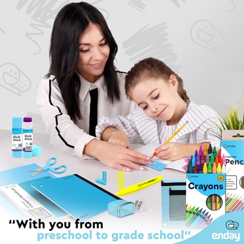 Enday Back to School Supplies for Kids, School Supply Box Grades K-5 - color: Blue, size: 1 Kit