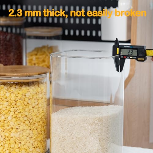D2scrma 50oz/1.6Qt/1500ml Square Glass Storage Containers with Lids 3-Pack - size: 50oz*3