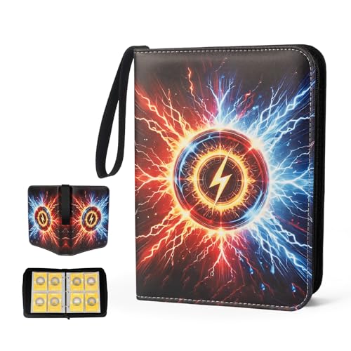Card Binder 4 Pocket, 50 Removable Sleeves Holds 400 Double-Sided Cards, PU Premium 3-Ring Zipper Trading Card Album for Game Card & Sports Cards, Gift for Boys Girls (Multicolor) - color: Multicolor