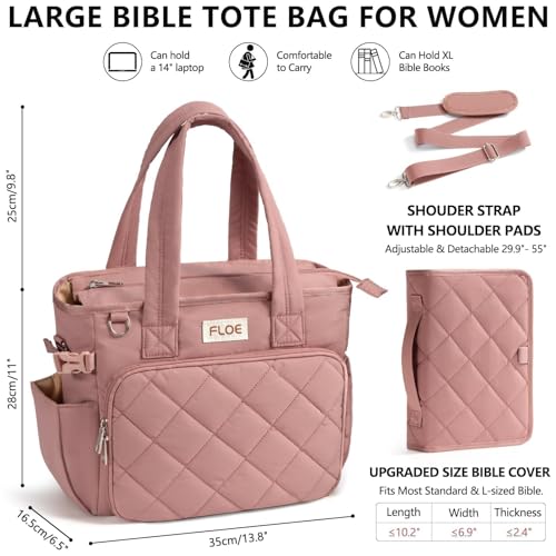Large Bible Bag for Women, Bible Cover Case w/Study Supplies Journaling Kit