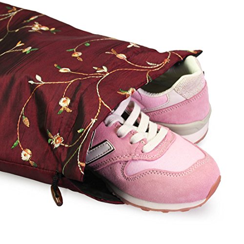 kilofly Embroidered Silk Jacquard Travel Bag, Lingerie & Shoes, Value Set of 2 - color: set2 E