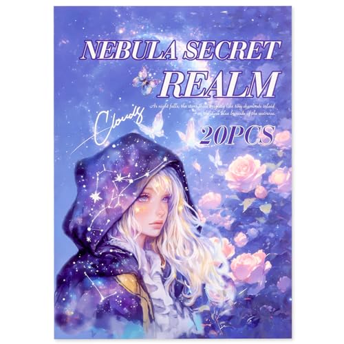 Fantasy Magic Scrapbook Stickers 20 Sheets 240 Pre-Cut Washi Stickers for Journaling PET Transparent Book Sticker Decorative or DIY Paper Crafts, Arts and Crafting Projects - color: Nebula Secret