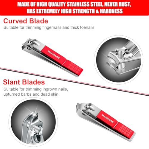 Manicure Set Professional Nail Clippers Pedicure Kit,16 pcs Stainless Steel - color: Red