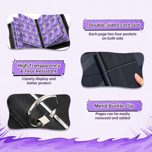 9 Pocket Purple Trading Card Binder, 3-Ring Card Album - color: Purple, size: Large