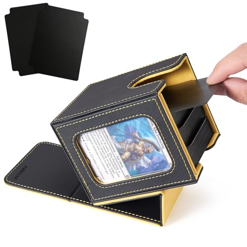 Venssu MTG Deck Box with Commander Display Window (Black&Yellow, 1 window) - color: Black and Yellow