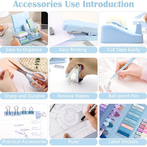 Scindaly Office Desk Accessories 11-Piece & Desk Organizers and Accessories - color: Blue