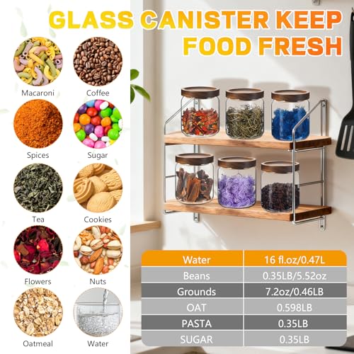 Glass Spice Jars Seasoning Containers Small Glass Jars with Lids Airtight Food Storage Canister for Kitchen Pantry Sugar Tea Coffee Bean Nuts Cookies Herbs Salt (16oz/473ml*2 Pcs) - color: 16oz/473ml*2 Pcs