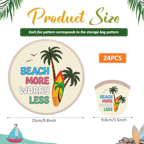 Gejoy 24 Pcs Beach Vacation Foldable Hand Fans Flying Disc 8 Style - color: Beach Vacation