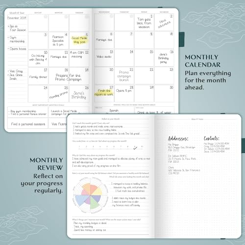 Legend Planner PRO Weekly & Monthly, Large Undated, 7”x10”, Dark Teal - color: Dark Teal + Gold Foil