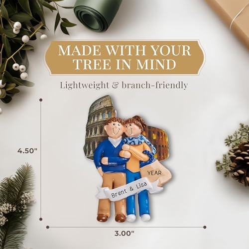 Personalized Rome Italy Ornament 2026 for Honeymooners, Vacation Souvenir - color: Blue Italy