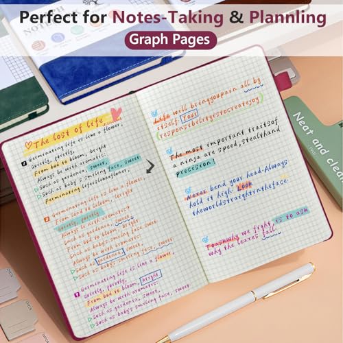Graph Paper Notebook 5.9"×8.5", 160 Pages Grid Notebook, A5 Graphing Paper - color: Wine red, size: Grid Page