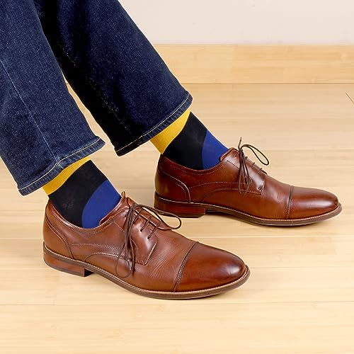 BambooMN Men's Cotton Colorful Design Fashion Novelty Dress Socks - color: Color 1 - 2 Pairs, size: 5-9