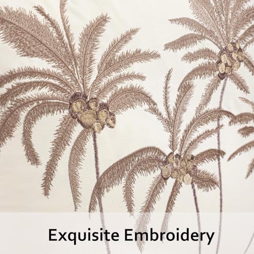 Embroidered Throw Pillow Covers 18x18 Pack of 2 Brown Coconut Trees - color: Brown Coconut Palm Trees