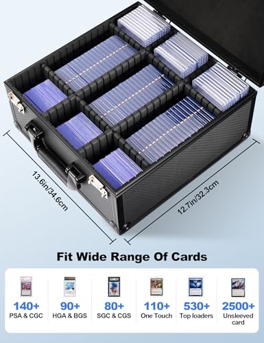 Black Graded Card Storage Box, TSA Lock Slab Case, Display Window - color: Black