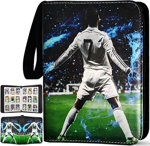 Soccer Card Binder 900 Pockets, 50 Sleeves Large Soccer Binder 3 Ring Zipper Trading Cards Holder 9 Pocket, Sport Card Collection Folder Book Storage Organizer, Album Case Protector Collector Gift - color: Magic-Green, size: 900 Pockets