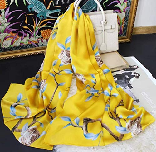 ANDANTINO 100% Silk Long Scarf-Women Large Oblong Shawls with Gift Packed - color: Illuminating Yellow