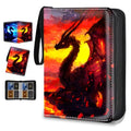 4 Pocket Trading Card Binder, Holds 400 Cards, Zipper Binder - color: Ice Fire Dragon