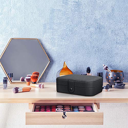 Small Jewelry Box Storage Organizer Jewelry case Travel Jewelry Organizer - color: Black