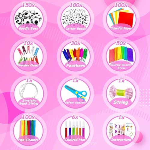 3000 Arts and Crafts Supplies for Kids Craft Kit All in 3 Layered Craft Box with Pipe Cleaners Crafts for Kids Age 4-6, 6-8, 8-12 DIY School Supplies Materials Set Toys Gifts for Girls Boys, Red - color: red