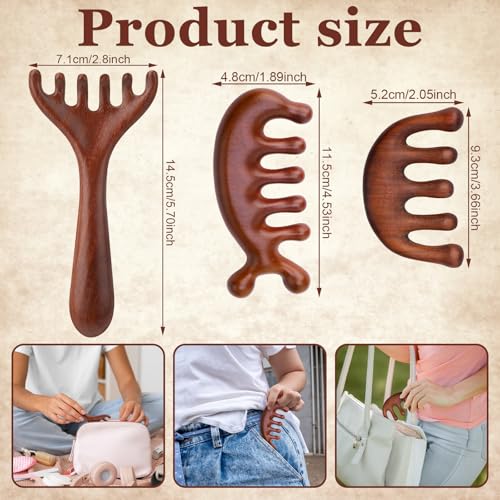 ProSuites 3 Pcs Wooden Head Scalp Massager Comb, Head Massage Tool for Relaxation Hair Gua Sha Comb for Mother,Gaughter,Wife - style: Massager-A