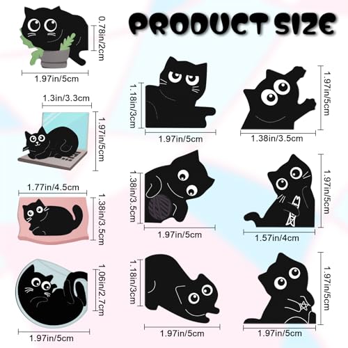 Cat Bookmark, Tumwisk 10PCS Cute Bookmarks Gifts for Cat Lovers - color: Black Cat