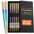 Albino Monkey Rainbow Metal Chopsticks Reusable Stainless Steel (5 Pairs)