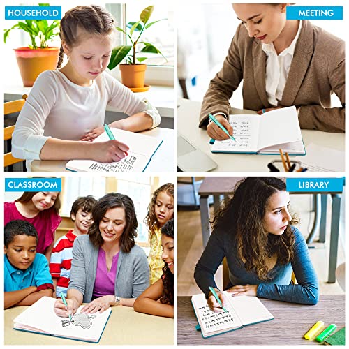 feela 12 Pack Notebooks Journals Bulk, Hardcover Notebook Classic Ruled Journal Set with Pen Holder for School Business Work Travel Writing, with 12 Black Pens, 120 GSM, 5.1”x8.3”, A5, Teal - color: 12 Teal