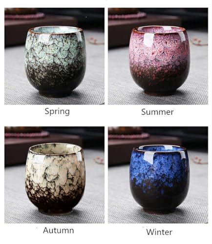 Jianzhan Ceramic Teacup, Kung Fu Tea Set, Coffee cup，Yerba Mate Set Ceramic Mate CupSet of 4 (4 colors) - color: 4 colors