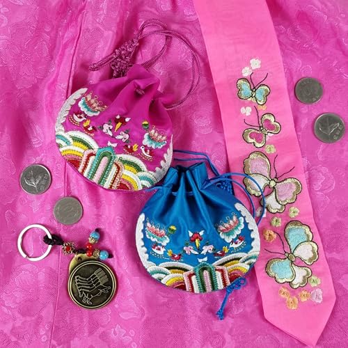 Seoulful Vintage Korean Embroidered Bokjumeoni - Traditional Lucky Pouch - Hanbok Fortune New Year & Chuseok Gift Bag (Yellow) - color: Yellow