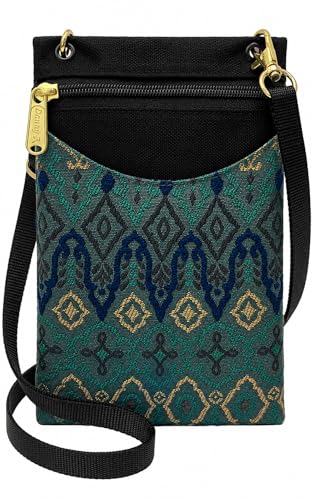 Danny K. Women's Tapestry Crossbody Cell Phone or Passport Purse, Handmade in USA - color: Monrovia