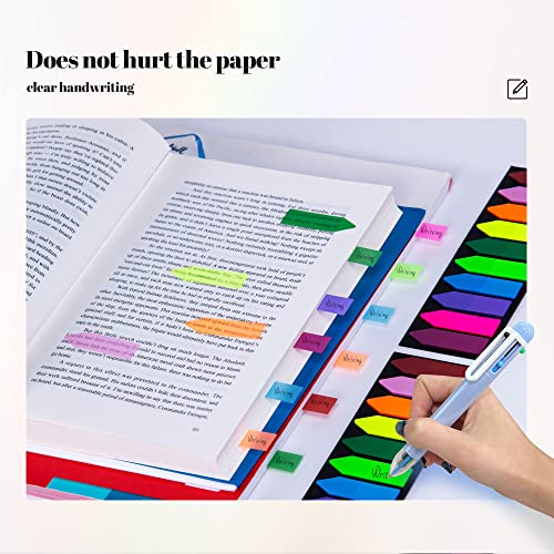 Golcellia 1200 Pieces Sticky Tabs Page Markers, Book Tabs Arrow Flags Colored Writable and Repositionable Book Markers, (10 Colors, 6 Sets) Book Annotation Tabs Supplies - color: Arrow 6