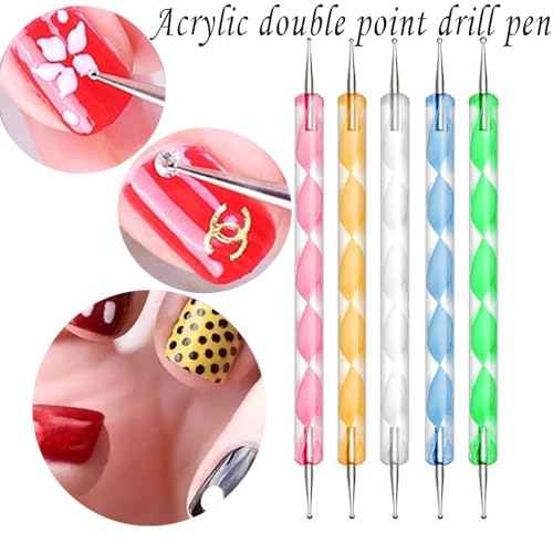 23 Piece Nail Art Tools Set Resin Nail Art Palette Nail Art Brush 2-way Acrylic Silicone Engraving Pen Dotting Pen Tools DIY Home Salon Makeup Display Board Nail Art Kit (pink) - color: pink