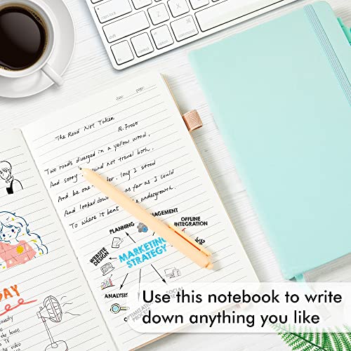 feela 5 Pack Notebooks Journals Bulk, Hardcover Classic Ruled Lined Journals with Pen Holder for Women Girls School Business Supplies, with 5 Black Pens, 120 GSM, 5.1”x8.3”, A5, Mild Colors - color: 5 Mild Colors