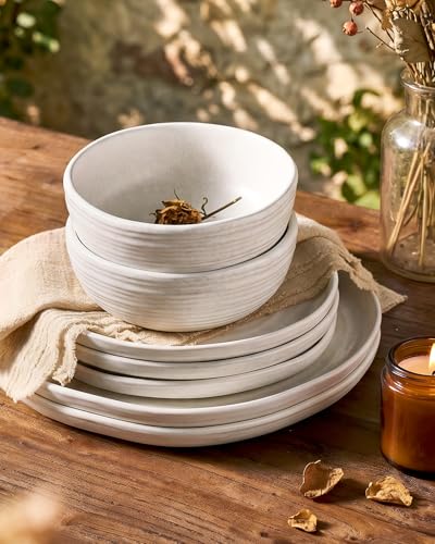 Famiware Pluto 12-Piece Stoneware Dinnerware Set, Matte Beige White - color: Beige White Matte, size: Service for 4 (Standard Dinner Set)