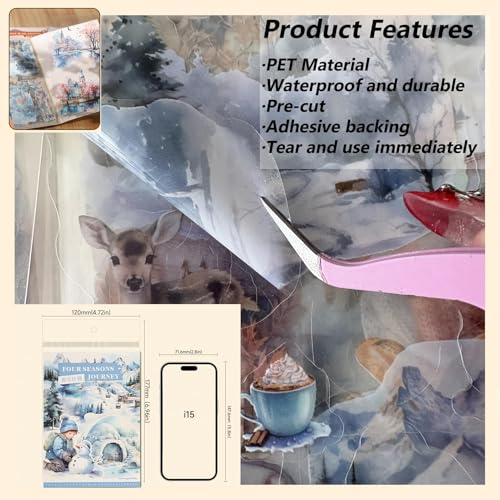 Nature Scrapbook Stickers for Scrapbooking, Girls PET Washi Sticker Book - color: Plan
