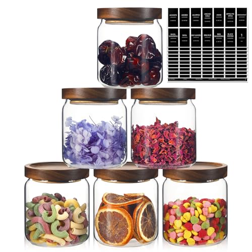 Glass Spice Jars Seasoning Containers Small Glass Jars with Lids Airtight Food Storage Canister for Kitchen Pantry Sugar Tea Coffee Bean Nuts Cookies Herbs Salt (16oz/473ml*6 pack) - color: 16oz/473ml*6 pack