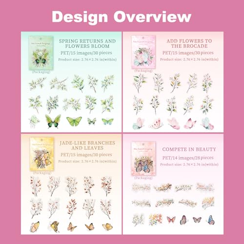 118 Pcs Botanical Stickers with Branches for Scrapbooking - color: Whispering Vines