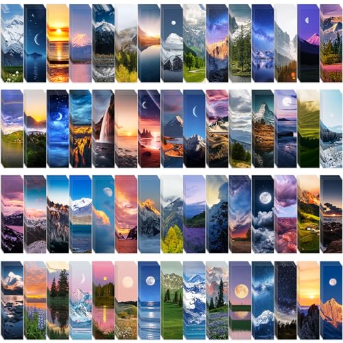 300PCS Landscape Bookmarks for Kids Classroom: 60 Designs, Cool Landscape Bookmarks, Cute Book Mark, Double Sided, for Book Lovers, Students, Children, Rewards, Gifts - color: 300 Landscape
