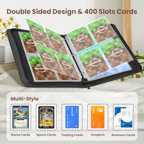 4 Pocket Trading Card Binder, 400 Card Capacity, Green - size: Small