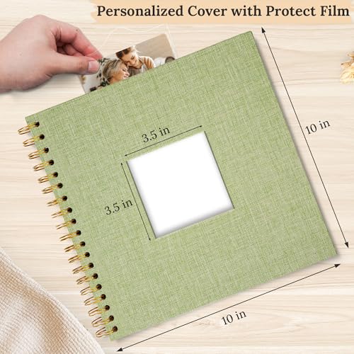 10"x10" Scrapbook Photo Album Linen Cover 20 Sheets 40 Pages White Paper - color: Grassgreen, size: 10 Inch 40 Pages